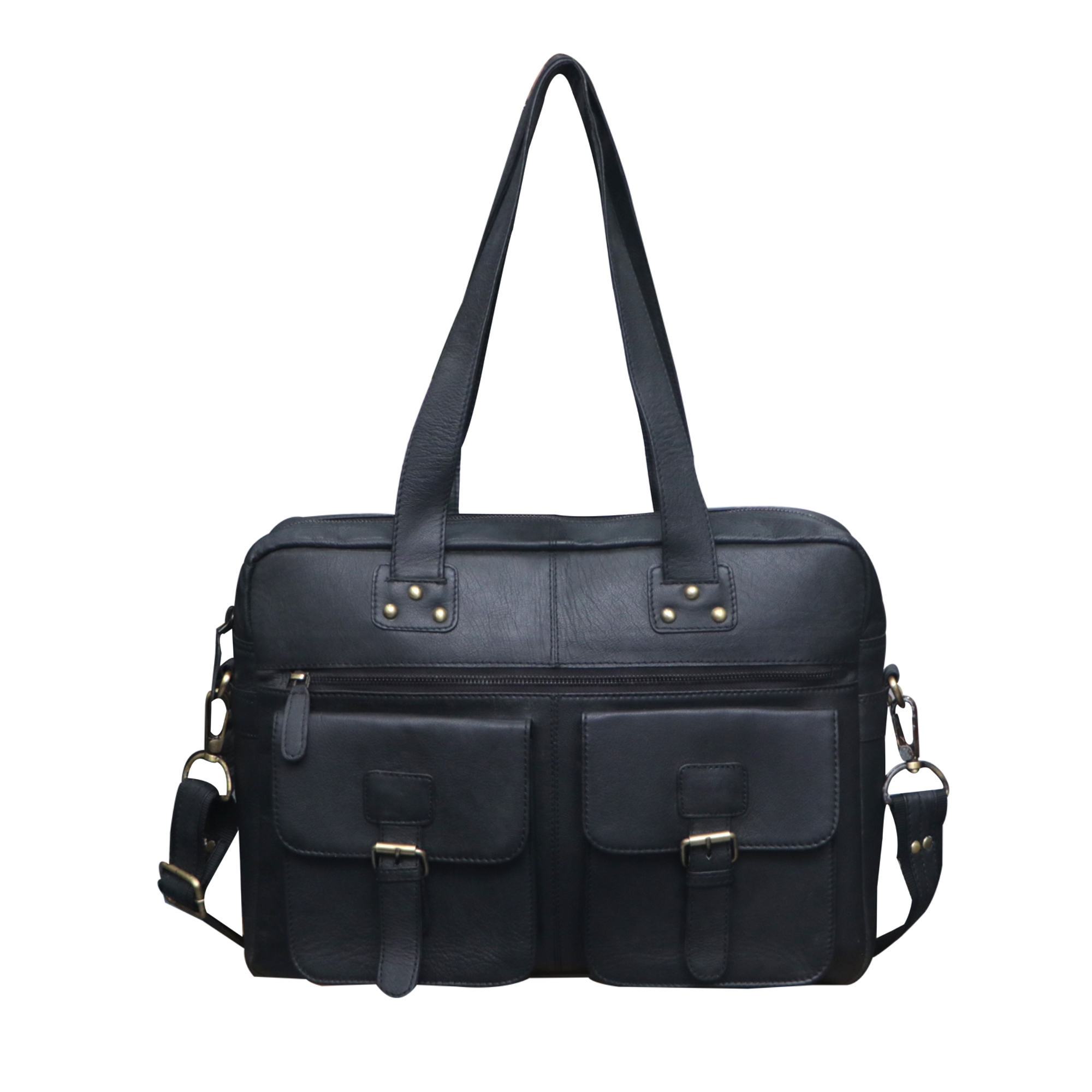 Classic Black Leather Portfolio Bag